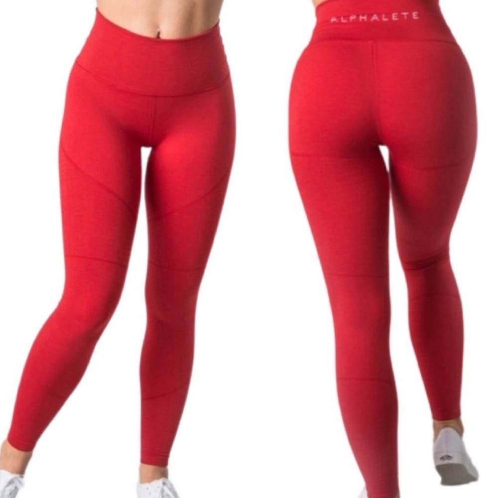 Alphalete Revival R6 Leggings in Coral Red - Size Medium